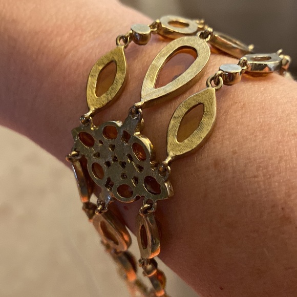 Vintage Costume Bracelet Amber Citrine Color - Picture 9 of 9